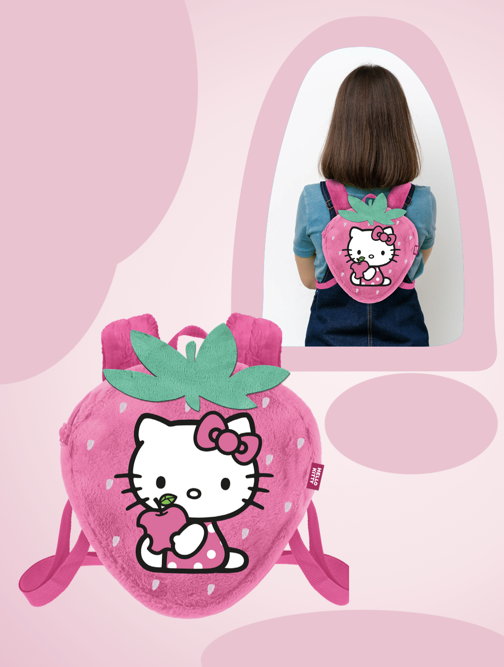 Précommande : HELLO KITTY - Fraise - Mini Sac à Dos Fourrure '25x22x12cm'