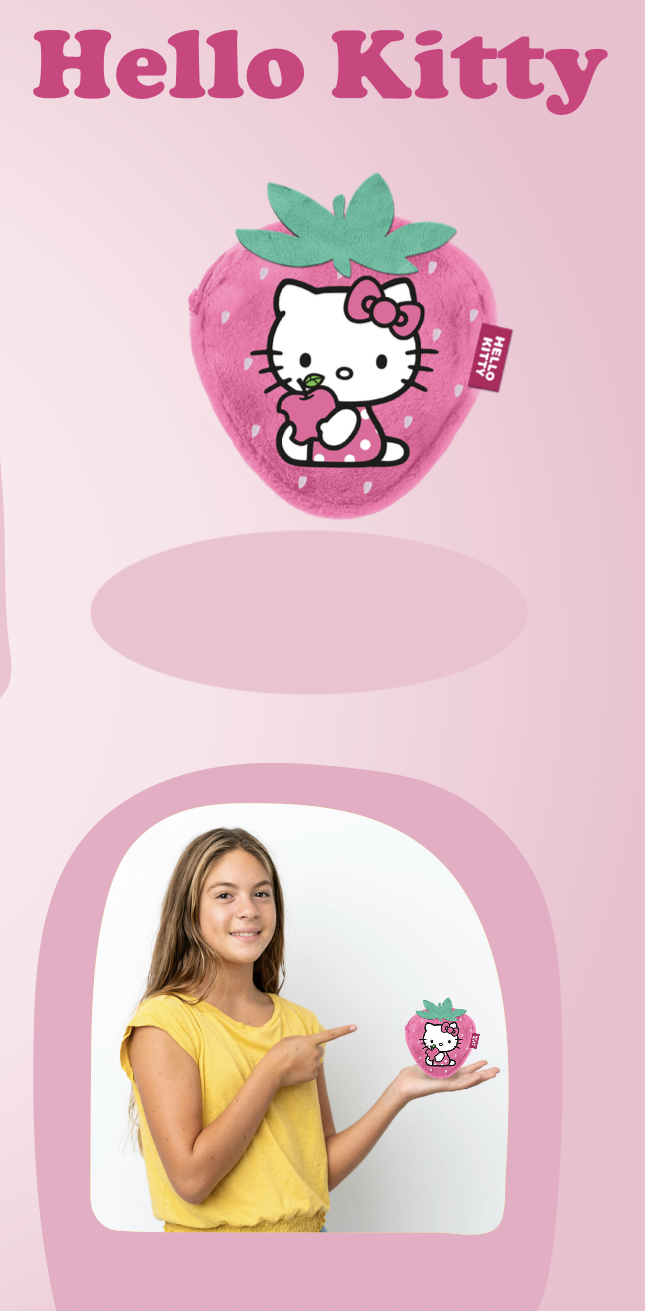 Précommande : HELLO KITTY - Fraise - Porte-Monnaie Fourrure '12x11x2cm'