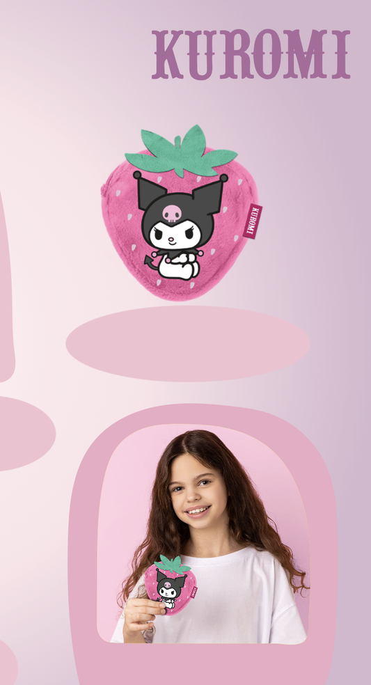 Précommande : KUROMI - Fraise - Porte-Monnaie Fourrure '12x11x2cm'