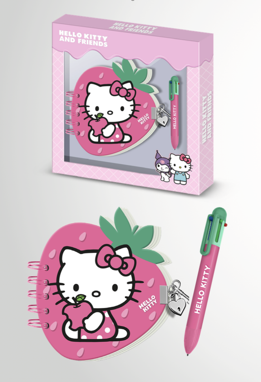 Précommande : HELLO KITTY - Fraise - Gift Box - Journal Intime + Stylo