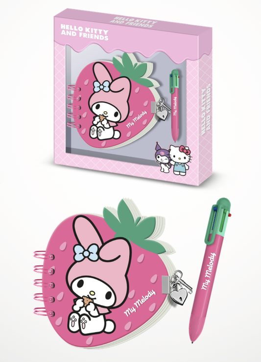Précommande : MY MELODY - Fraise - Gift Box - Journal Intime + Stylo