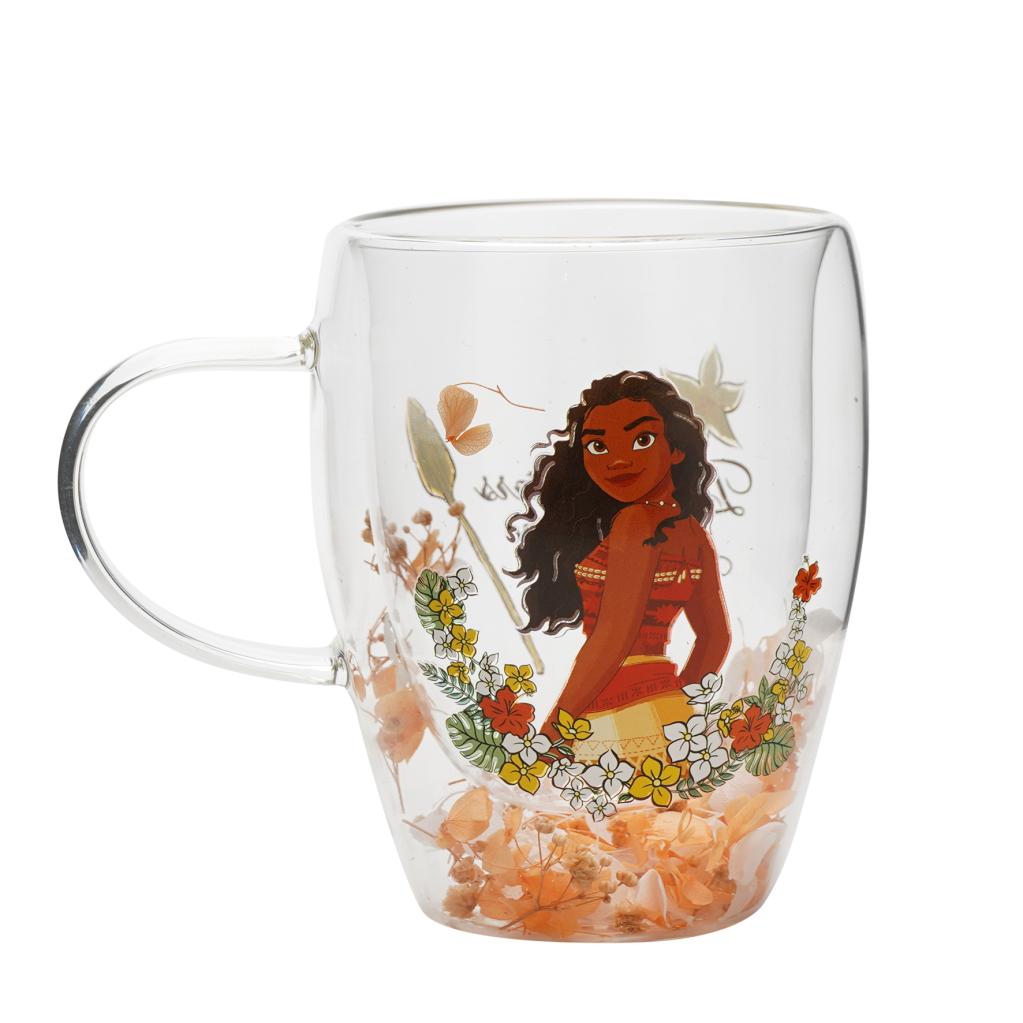 Précommande : DISNEY PRINCESSES - Vaiana - Verre avec Fleurs Sechées 300ml