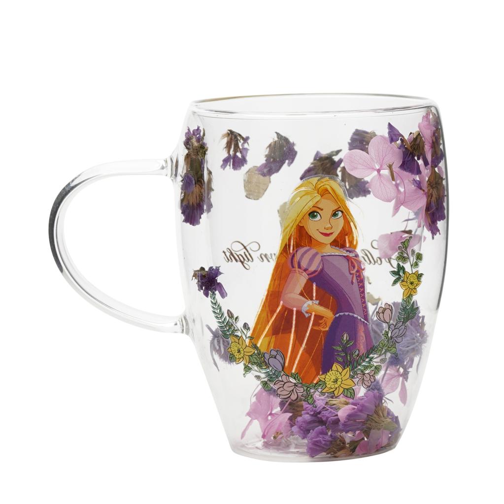 Précommande : DISNEY PRINCESSES - Raiponce - Verre avec Fleurs Sechées 300ml