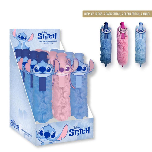 Précommande : STITCH & ANGEL - Display de 12 Grands Stylos Fluffy