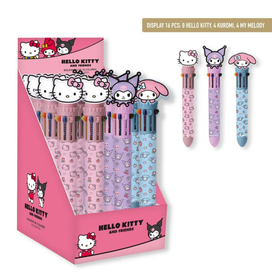 Précommande : HELLO KITTY & Friends - Display de 16 Stylos à Bille 10 couleurs