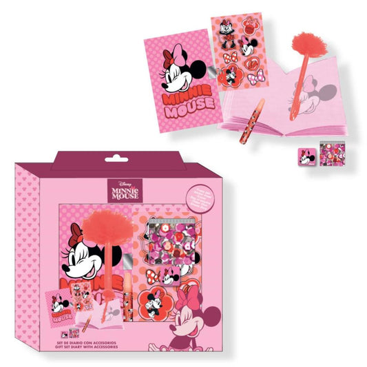 Précommande : MINNIE - Set de Papeterie - Journal + accessoires 6pc.