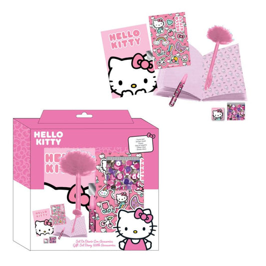 Précommande : HELLO KITTY - Set de Papeterie - Journal + accessoires 6pc.
