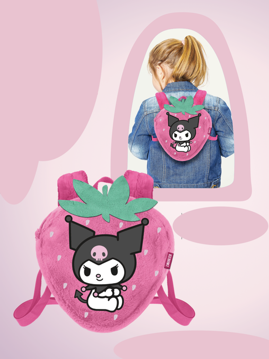 Précommande : KUROMI - Fraise - Mini Sac à Dos Fourrure '25x22x12cm'