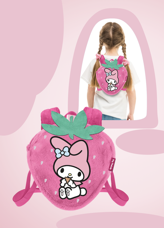 Précommande : MY MELODY - Fraise - Mini Sac à Dos Fourrure '25x22x12cm'