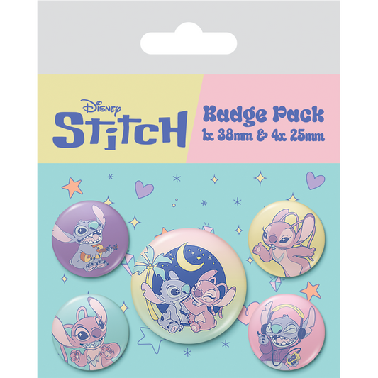 Précommande : STITCH & ANGEL - Space Rocks - Pack 5 Badges