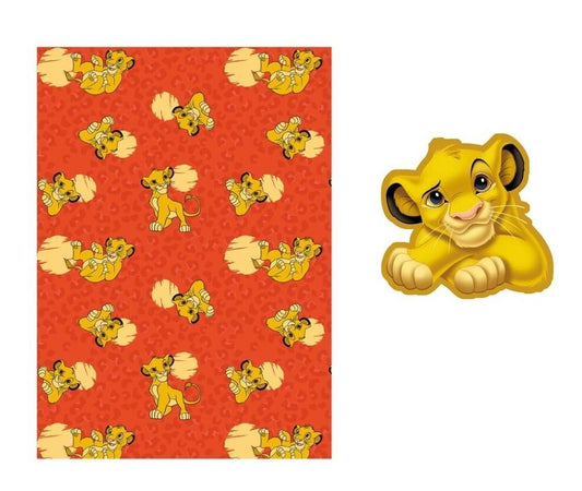 Précommande : LE ROI LION - Simba - Couverture Corail 100x140cm + Coussin