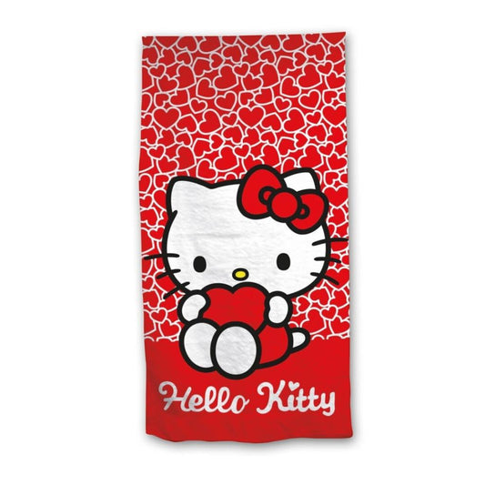 Précommande : HELLO KITTY - Coeur - Serviette de Plage 70x140cm