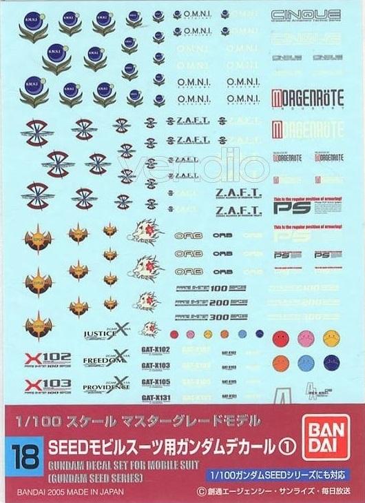 Précommande : GUNDAM - GUNDAM DECAL 018 - MG Multiuse Seed