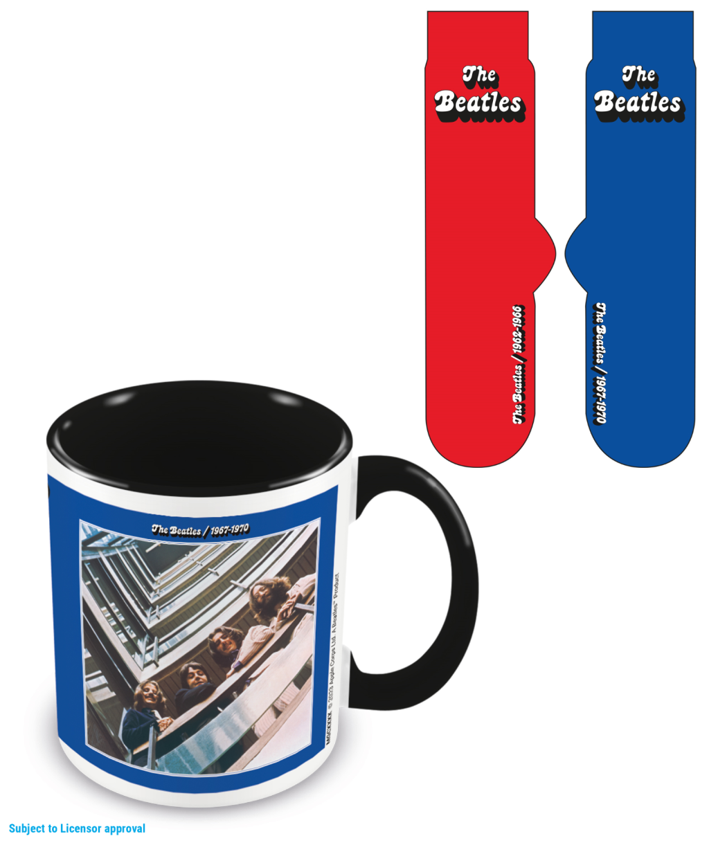 Précommande : THE BEATLES - Red and Blue - Mug 315ml et Chaussettes 41-45