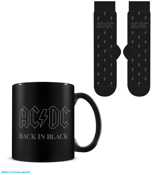 Précommande : AC/DC - Back In Black - Mug 315ml et Chaussettes 41-45