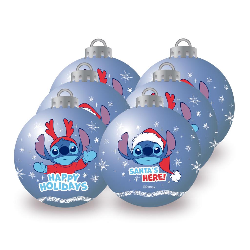 Précommande : STITCH - Bleu - Pack 6 Boules de Noël - 8 cm