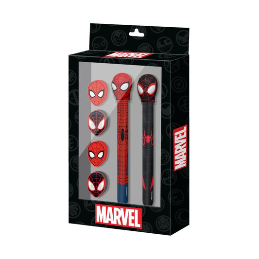 Précommande : SPIDER-MAN - Set de 2 Crayons + 4 Gommes