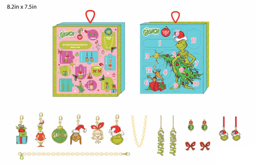 Précommande : LE GRINCH - Calendrier 12jours - Set Bijoux - 12 Pc.