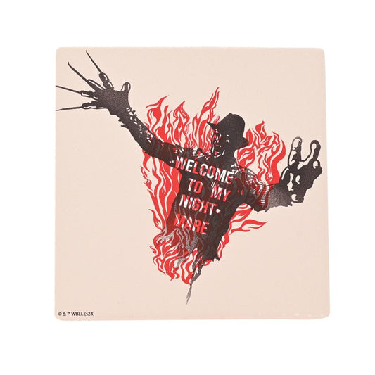 Précommande : LES GRIFFES DE LA NUIT - Freddy on Fire- Sous Verre Carré en Céramique