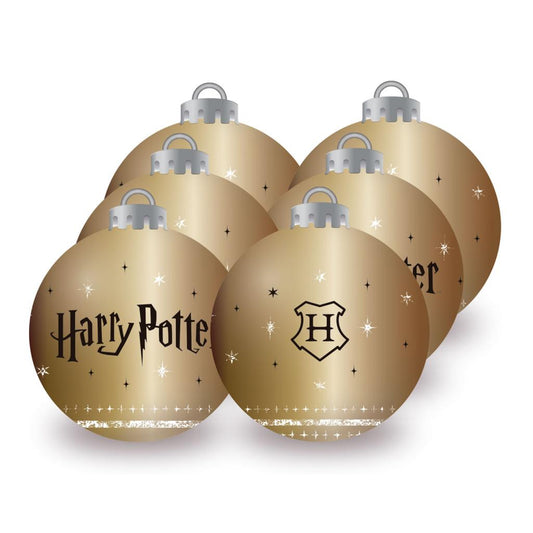 Précommande : HARRY POTTER - Doré - Pack 6 Boules de Noël - 8 cm